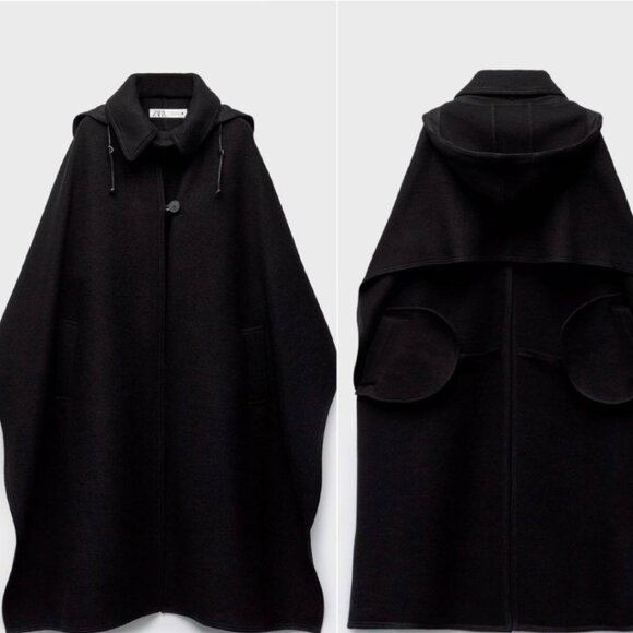 Zara Black Oversized Coat - Picture 9 of 13